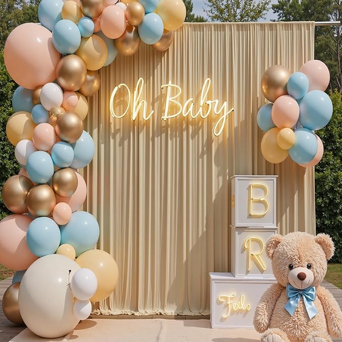 30×12 ft Wrinkle Free Beige Backdrop Curtain - Image 3