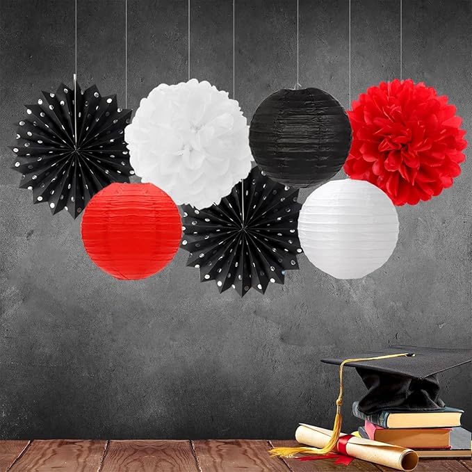 Black White-Red Party-Decorations Streamers Lanterns - Image 4