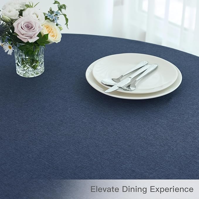 maxmill Round Linen Textured Tablecloth Spill-Proof Stainproof Wrinkle Free - Image 8