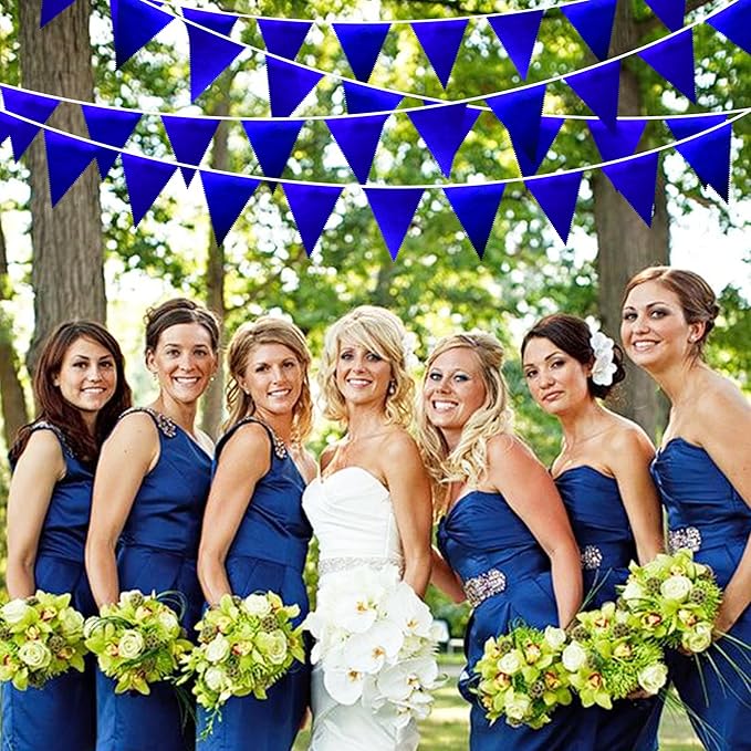 Royal Blue Party Decoration Navy Blue Triangle Pennant Banner Flag Dark Blue - Image 5