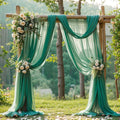 Wedding Arch Draping Fabric, 2 Panels 18FT Emerald Green Sheer Chiffon Curtain by Partisky