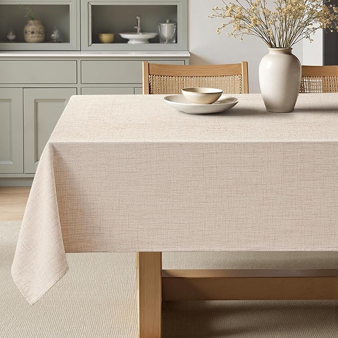 MIULEE Ivory Linen Tablecloth 60x104 Inch Rectangle Table Cloth Waterproof by MIULEE