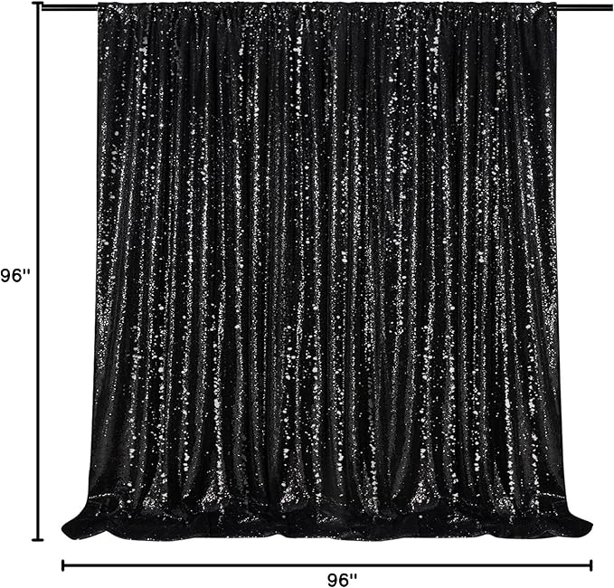 Black Sequin Backdrop 8ft x 8ft Glitter Photo Booth Black Backdrop Curtains - Image 8