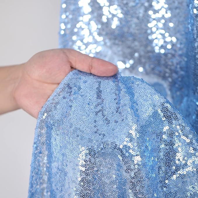 Baby Blue Sequin Backdrop 2 Panels 2FTx8FT Party Backdrop Curtains Glitter - Image 5