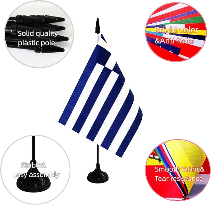 Greece Desk Flag, 12 Pack Greek Table Office Flag - Image 3