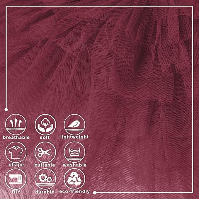 Burgundy Tulle Fabric Roll 6 Inch X 300 FT Matte Tulle Ribbon Netting Mesh Spool - Image 3