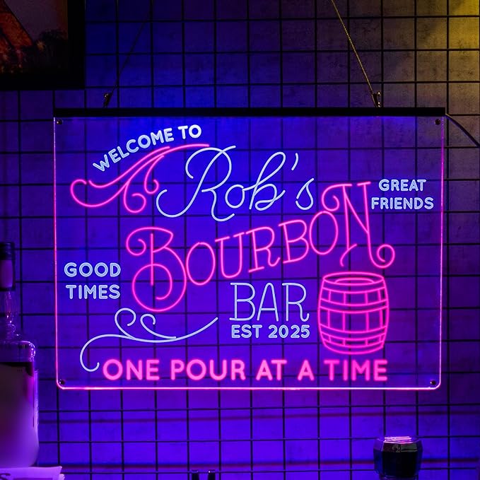 Personalized Bourbon Bar Signs by LULMicaLedSign