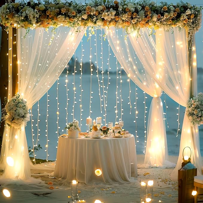10ft x 10ft Ivory Tulle Photo Backdrop Curtain - Image 5