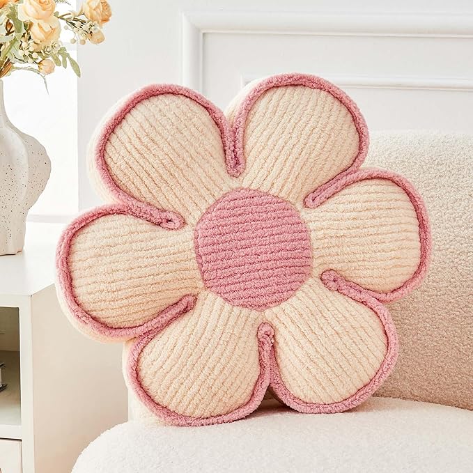 Flower Pillow, Soft Flower Decorative Throw Pillow, Cute Daisy Flower Shaped by Kcvvcr
