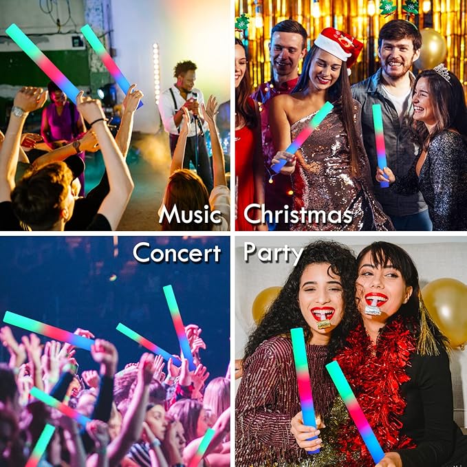 15 Pcs Foam Glow Sticks Bulk, LED Light Up Foam Sticks, Glow in the Dark Party - Image 5