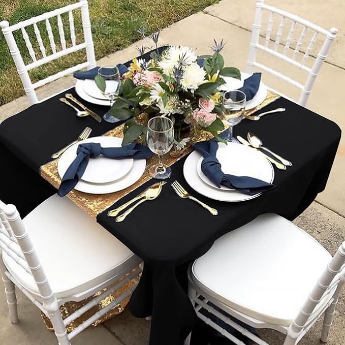 Fitable 6 Pack Black Square Tablecloths - Image 6