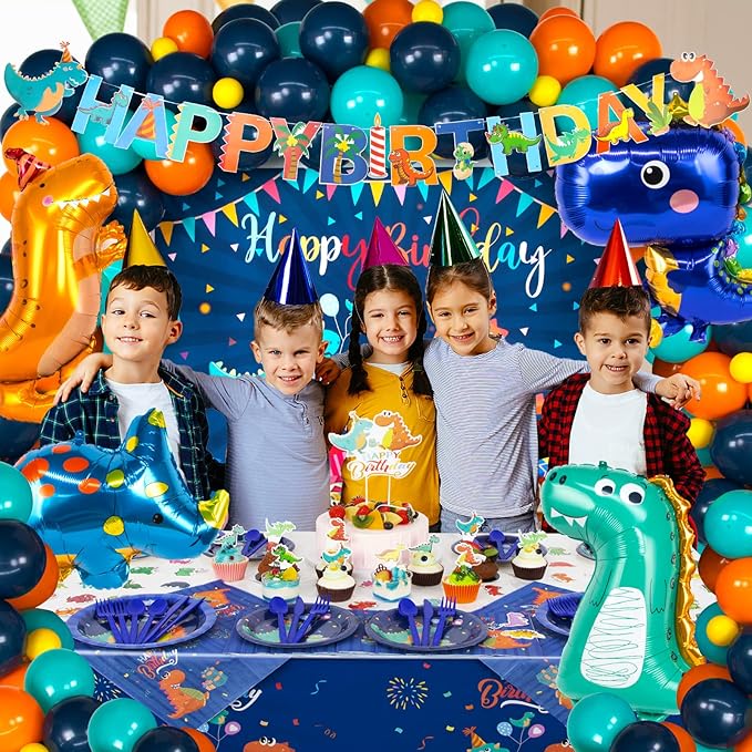 265 PCS Dinosaur Party Decorations, Customized Backdrop, Happy Birthday Banner - Image 7