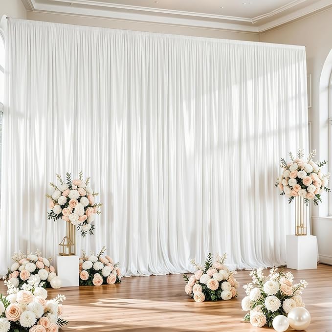 White Satin Backdrop Curtains 2 Panels - Image 4