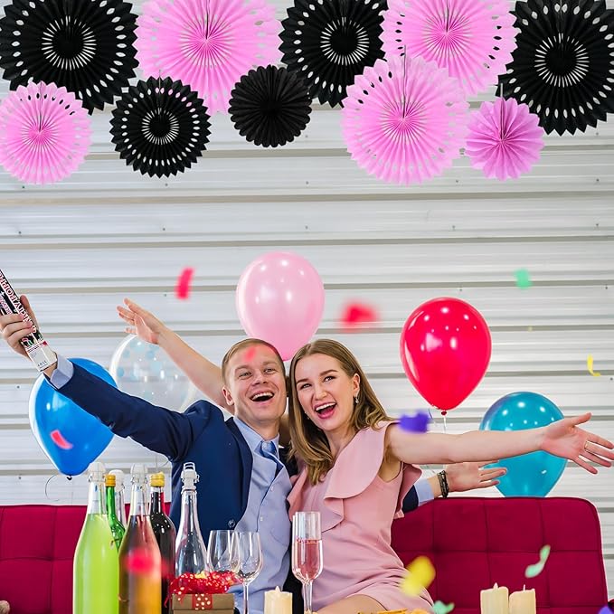 BEISHIDA Pink Black Hanging Honeycomb Round Paper Fans Decoration Bachelorette - Image 4