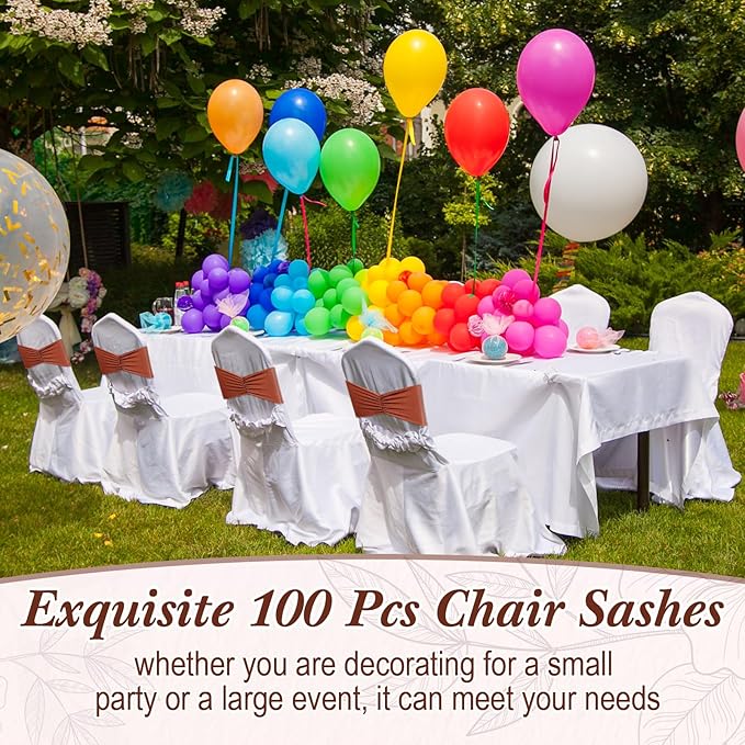 Moukeren 100 Pcs Spandex Chair Sashes Bows Bands Slider Sashes - Image 5