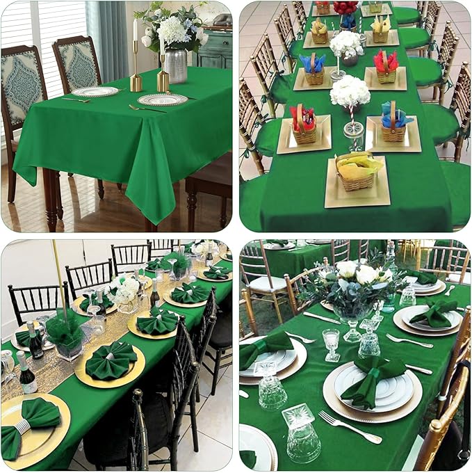 12 Pack 60 x 126 Inch Rectangle Tablecloth Green Polyester Tablecloth - Image 6