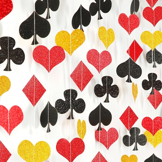 Red-Black Gold Casino Party-Decorations Streamers-Garland - 52ft Poker Theme by Hugfond