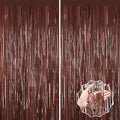 Coffee Brown Metallic Tinsel Backdrop Foil Fringe Curtains 2Packs Door by forlvwoon