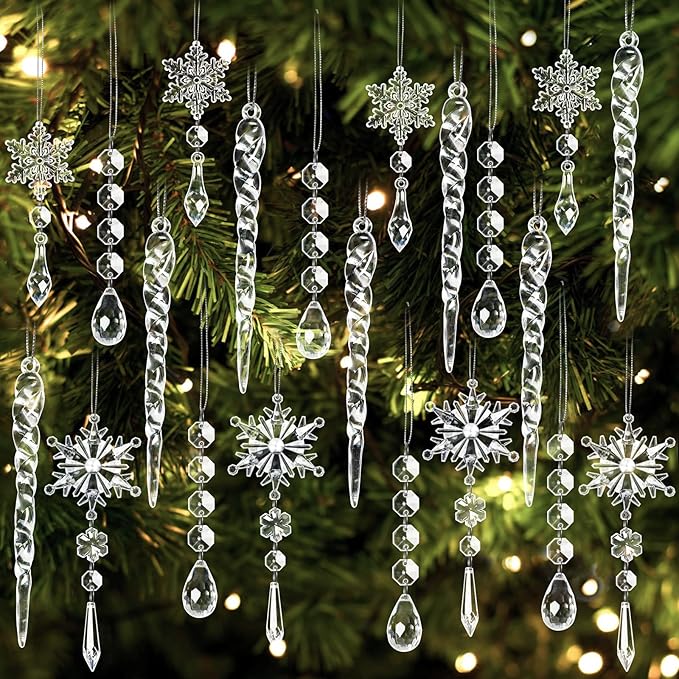 40pcs Christmas Ornaments Set for Tree Decorations- Hanging Acrylic Crystal by GeegoodsLLC