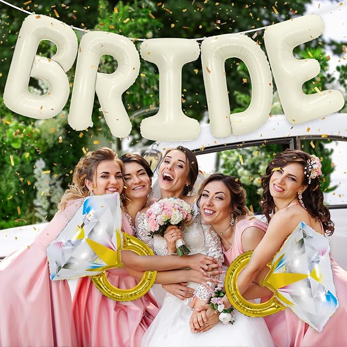 40 Inch Beige BRIDE Balloons Luxury Wedding Decor - Image 2