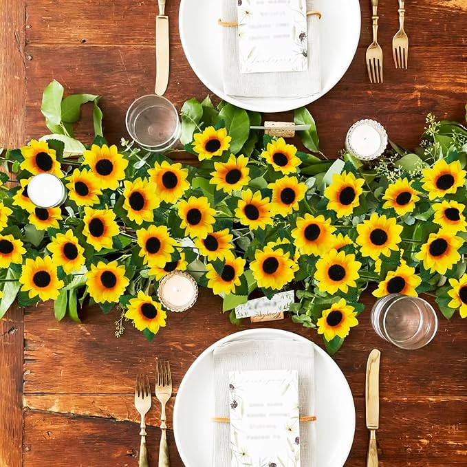 Uieke 3 Pack 7.5ft/Pcs Artificial Sunflower Garland Hanging Sunflower Vines - Image 3