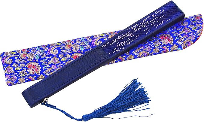 Amajiji 8.27" Hand Held Bamboo Silk Folding Fan Hand Fan, Chinese/Japanese - Image 7