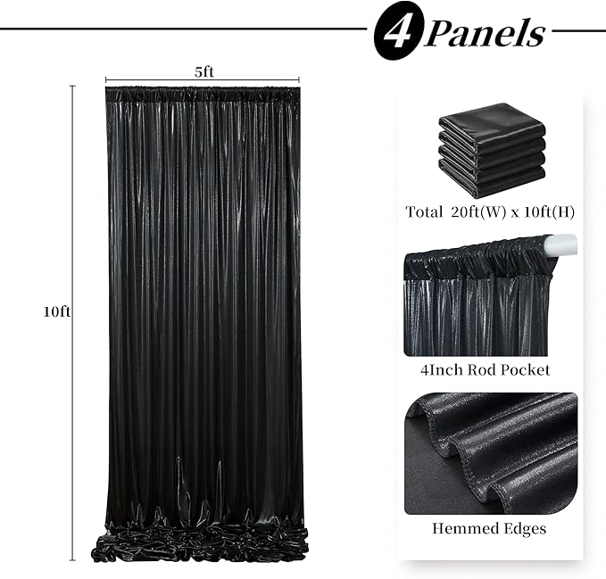 20ftx10ft Black Sequin Backdrop Curtain - Image 5