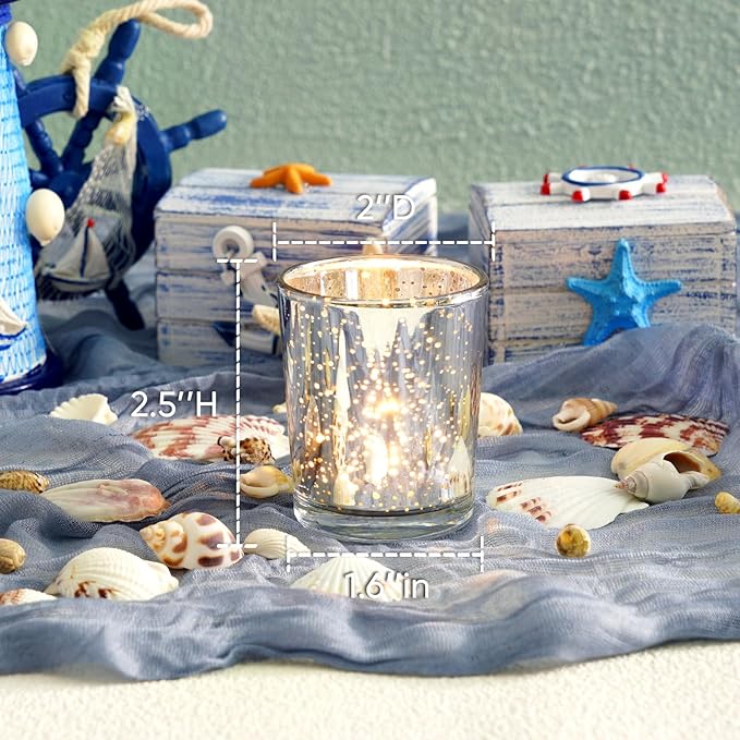 Homemory 12 Pcs Silver Votive Candle Holders, Mercury Glass Candle Holder - Image 2