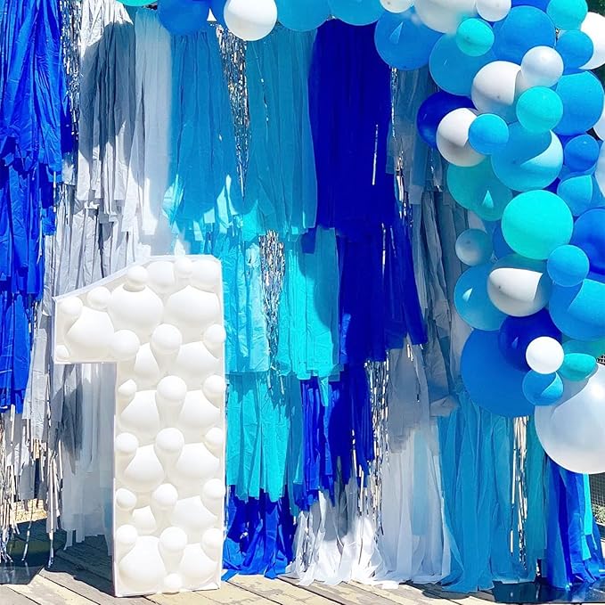 PartyWoo Crepe Paper Streamers 4 Rolls 328ft, Pack of Blue Crepe Paper - Image 2
