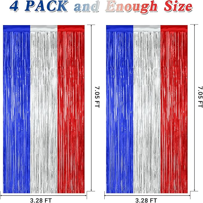 4 Pack 4th of July Decorations, 3.28 FT x 7.05 FT Independence Photo Backdrop - Image 2
