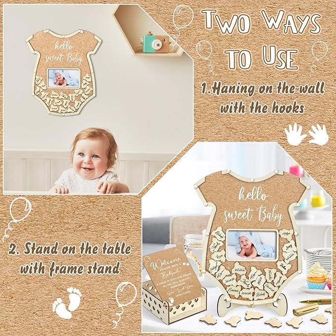 Wenqik 63 Pcs Bodysuit Baby Shower Guest Book Alternatives Set Baby Shower - Image 5