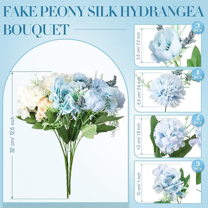Tigeen Artificial Flowers Artificial Peonies Silk Flowers Faux Peony Fake Peony - Image 2