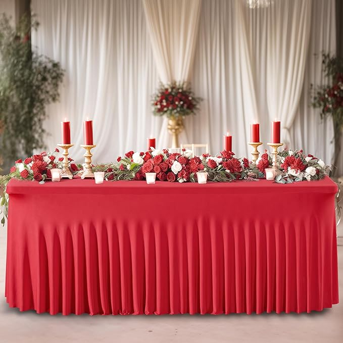 Wish Care 6 Pack Red Spandex Table Clothes - Image 5