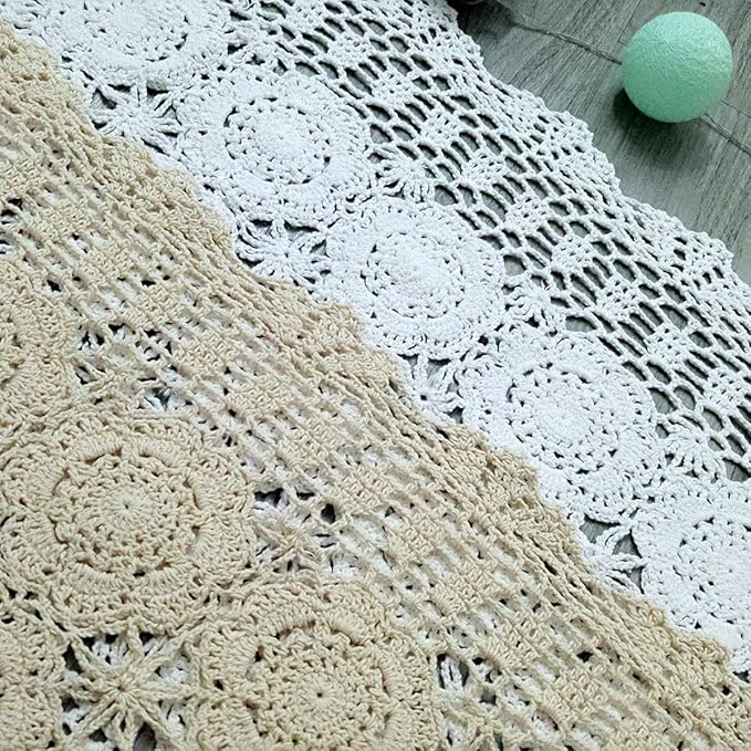 Cotton Handmade Crochet lace Table Runners Rectangular Tablecloth Doilies Doily - Image 4