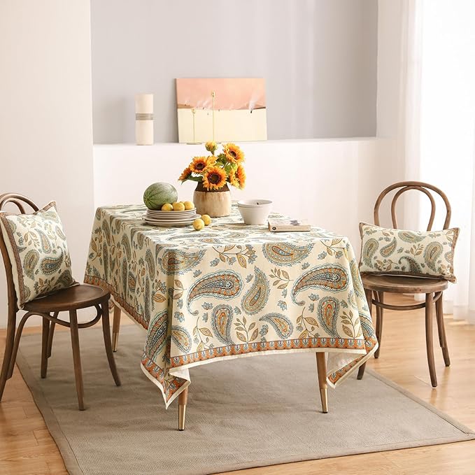patdrea Designer Vintage French Long Rectangle Table Cloth, Italian Floral - Image 8