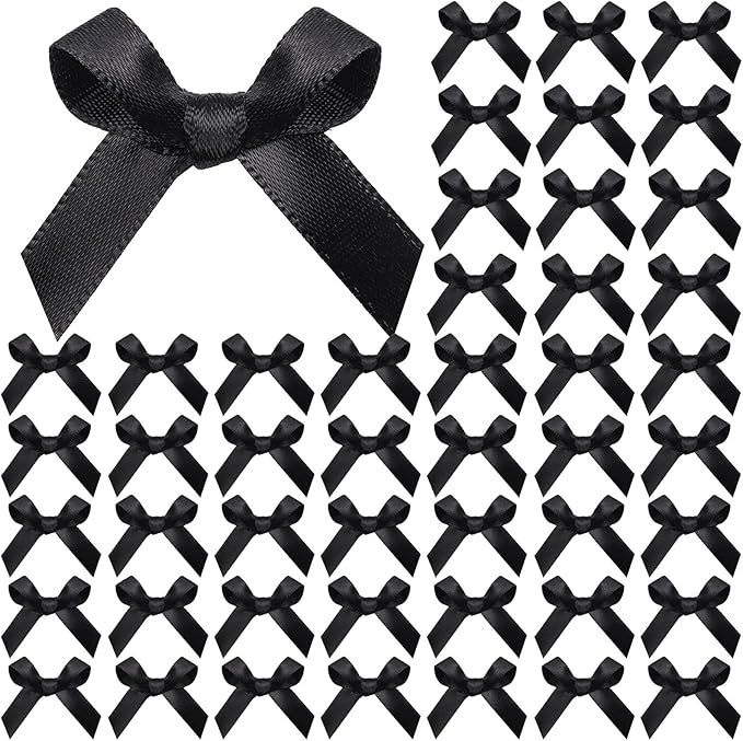 YGDZ 50 PCS Mini Black Bows, Small Stain Ribbon Black Bow by YGDZ