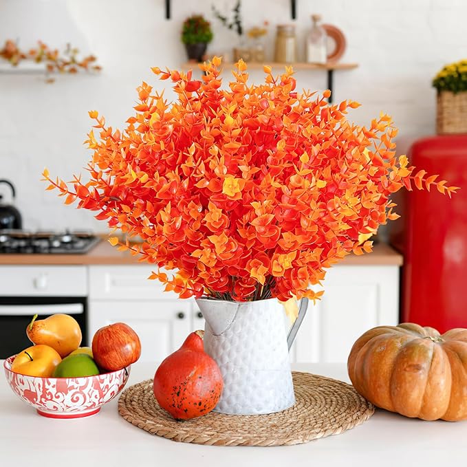 AmyHomie 20 Bundles Orange Fall Decor Artificial Flowers - Image 6