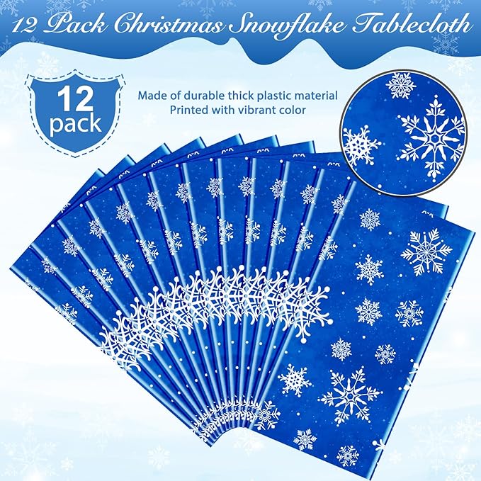 Jectivs 12 Pieces Christmas Snowflake Plastic Party Tablecloth Decorations - Image 4