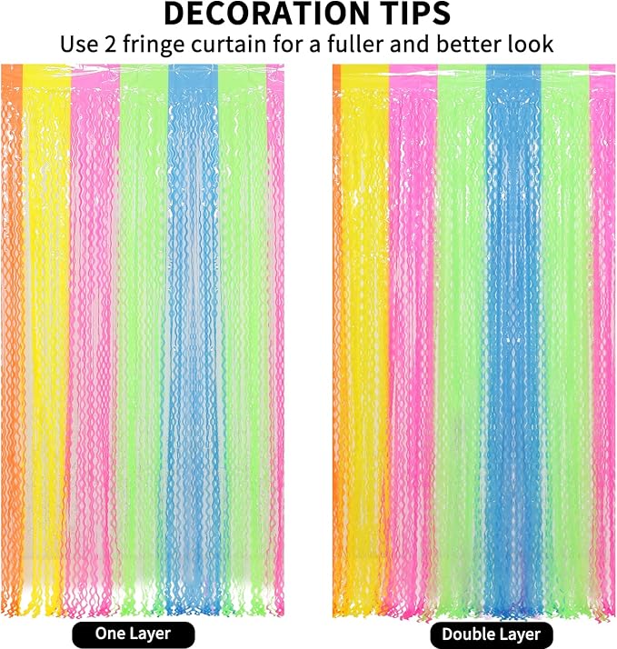 4 Pack Colorful Foil Fringe Curtain Backdrop - Image 4