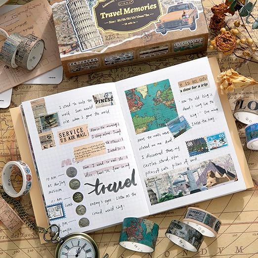 18 Rolls Travel Washi Tape Set journaling Tape - Image 5