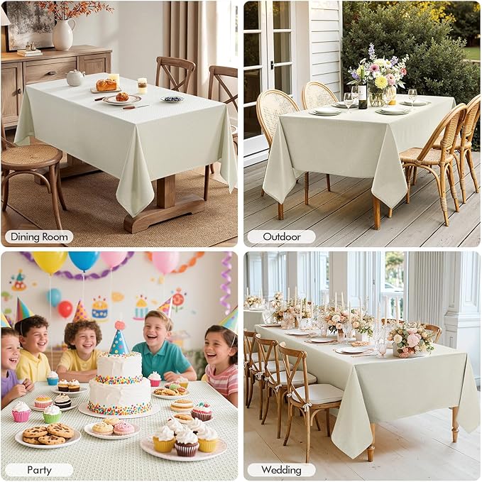 MIULEE Ivory Linen Cottton Table Cloth Rectangle Tablecloth Waterproof - Image 6
