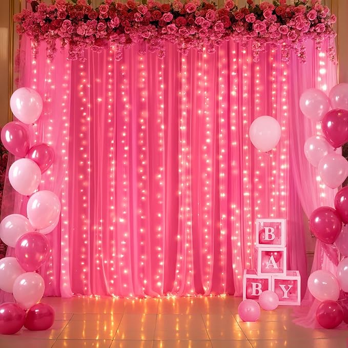 Hot Pink Tulle Backdrop Curtain - Image 3