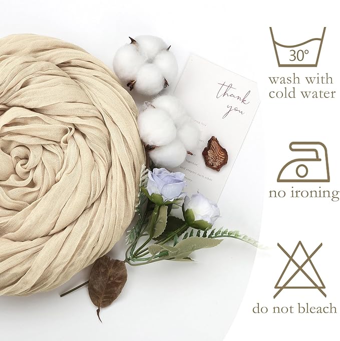 6 Pack Beige Cheesecloth Fall Table Runner 10ft Boho Gauze Fabric Cheese Cloth - Image 5