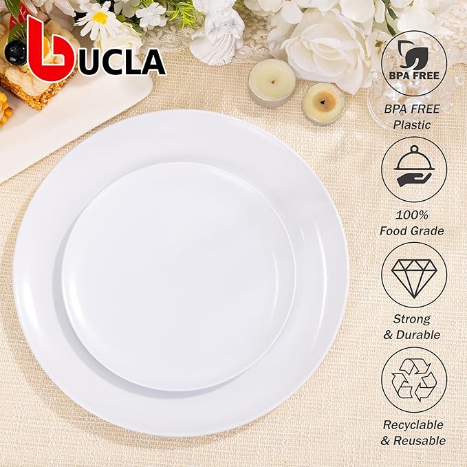 bUCLA 200PCS White Plastic Plates - Image 4