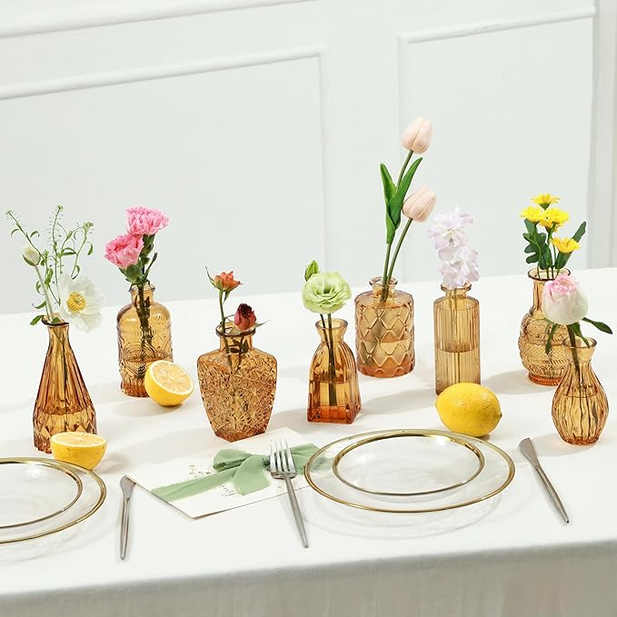 Vintage Small Glass Vases Set of 10, Mini Bud Vases - Image 5