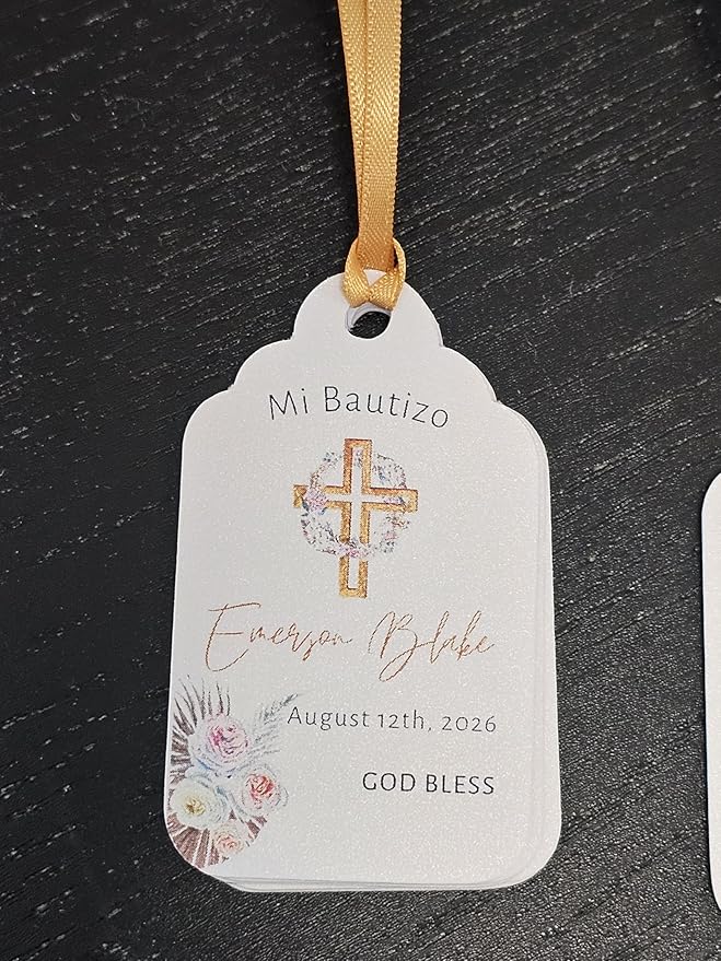 Mi Bautizo Baptism Christening Personalized Thank You Tags 20 pcs - Image 7