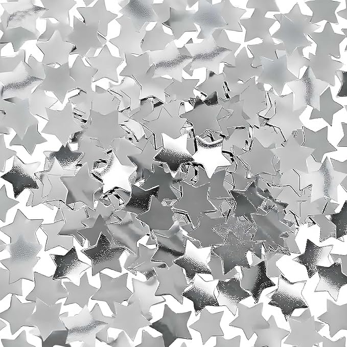 Silver Metallic Foil Star Confetti 0.78inch/2cm 8000PCS Table Confetti by Unknown