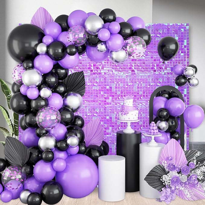 24PCS Colorful Purple Shimmer Wall Backdrop, Square Sequin Photo Backdrops Panel - Image 3