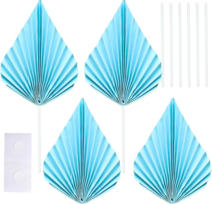 Gyufise 6pcs Paper Palm Fan Cake Toppers - Image 3