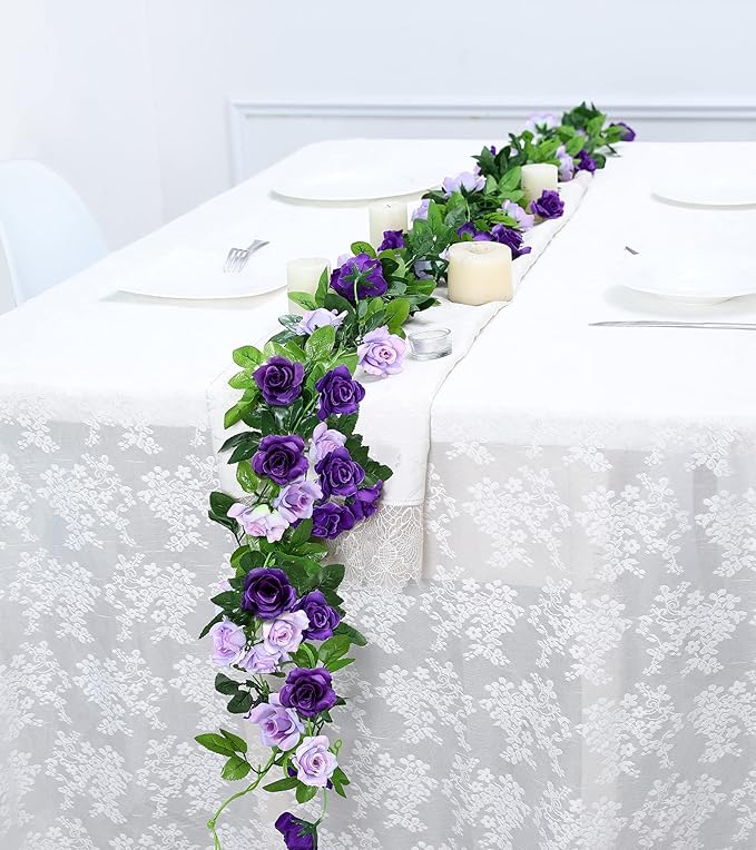 Floweroyal 2 Pack Artificial Flower Garlands 15.8FT Fake Rose Vines Silk - Image 4